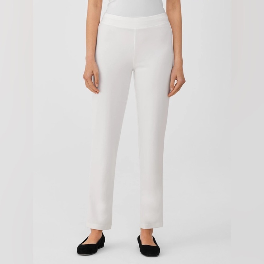 Eileen Fisher Washable Flex Ponte Pants Size 3X White Slim Fit Pull On NWT
